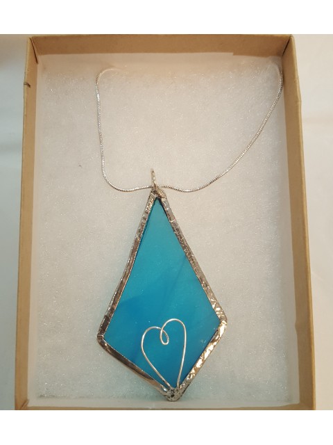 Stained Glass Necklaces - Light Blue Stained Glass Necklaces - Light Blue